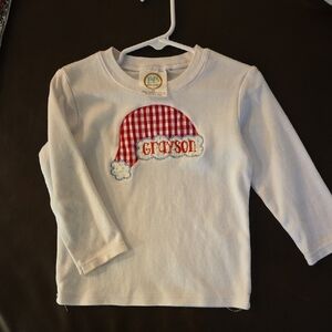 White Kids Shirt with Red Santa Hat Design